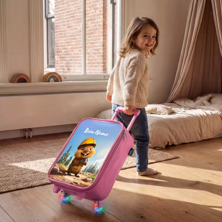 Kinderkoffer Rosa mit Name - Billy Bauhelm — 2