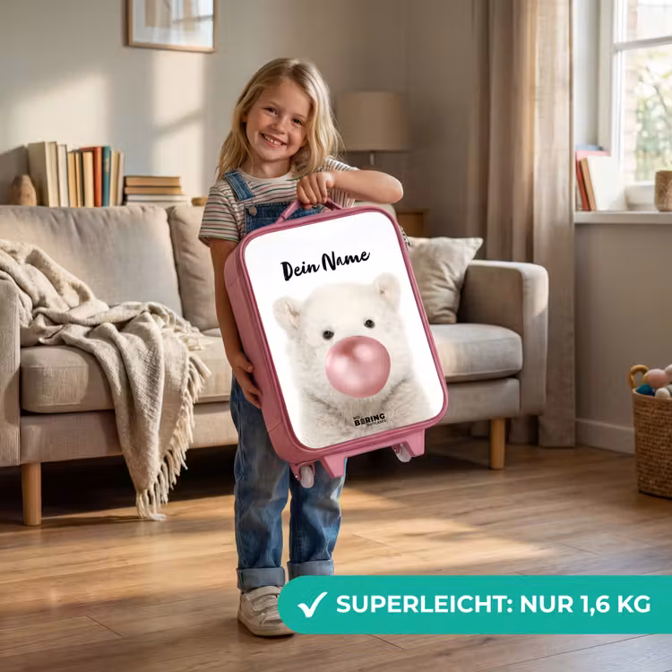 Kinderkoffer Rosa mit Name - Kaugummi-Bär — 3