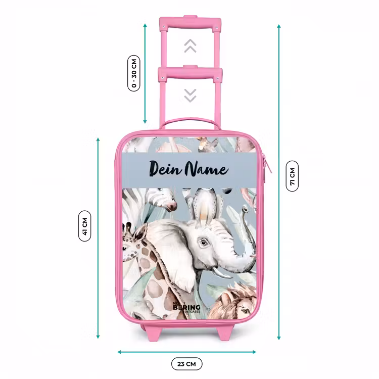 Kinderkoffer Rosa mit Name - Dschungel in hellen Farben — 7