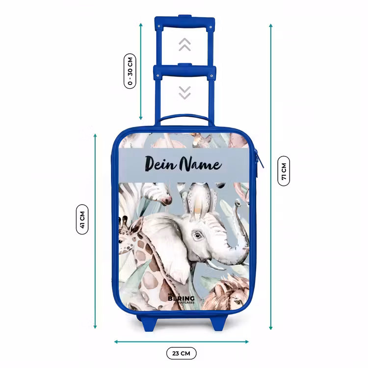 Kinderkoffer Blau mit Name - Dschungel in hellen Farben — 7