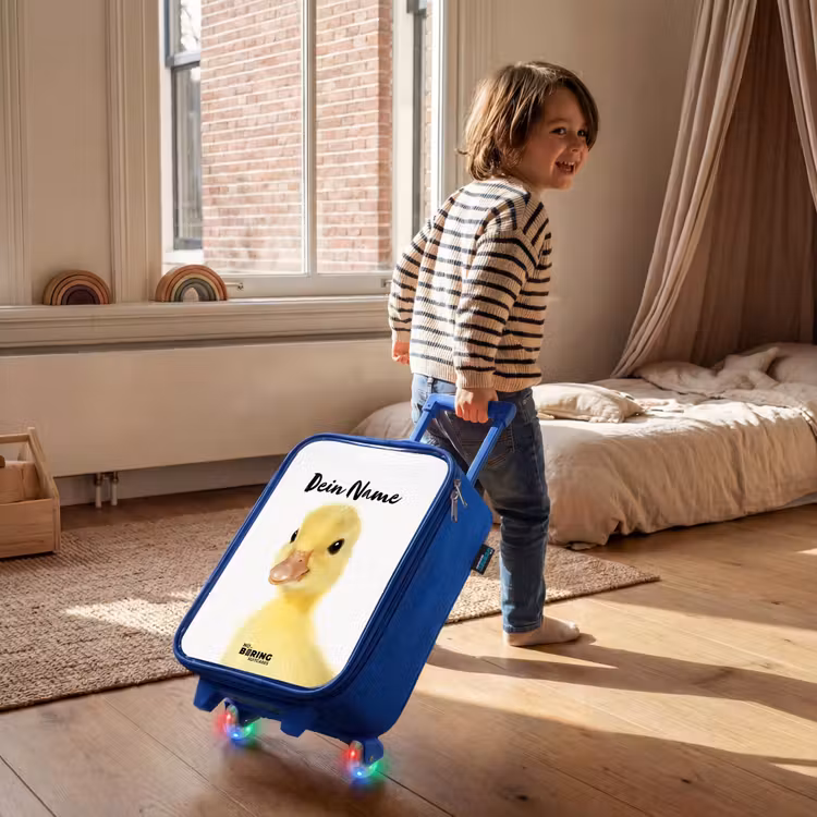 Kinderkoffer Blau mit Name - Barry die Gummi-Ente — 2