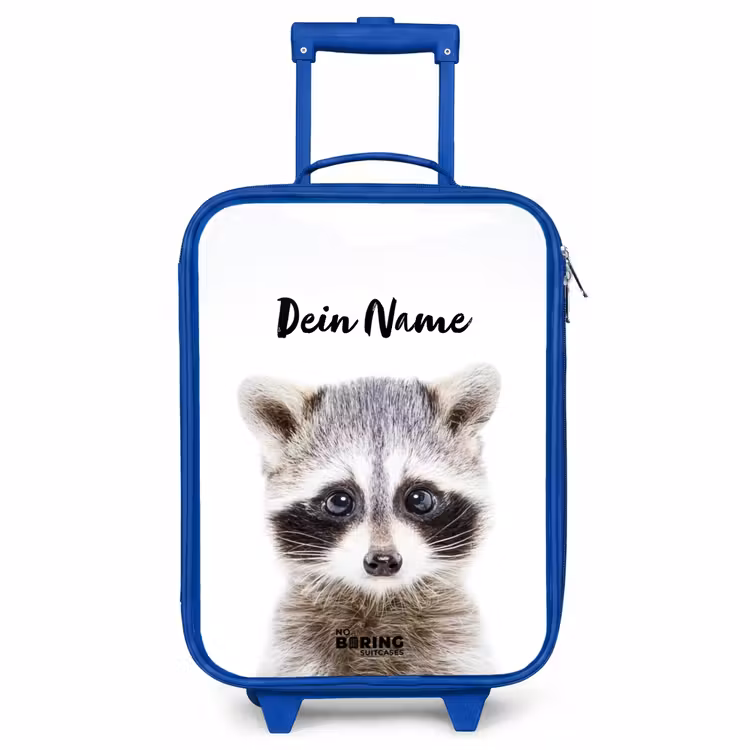 Kinderkoffer Blau mit Name - Rachid Waschbär — 1