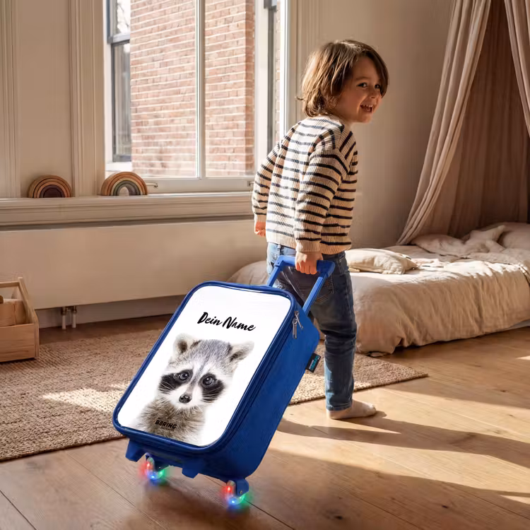 Kinderkoffer Blau mit Name - Rachid Waschbär — 2