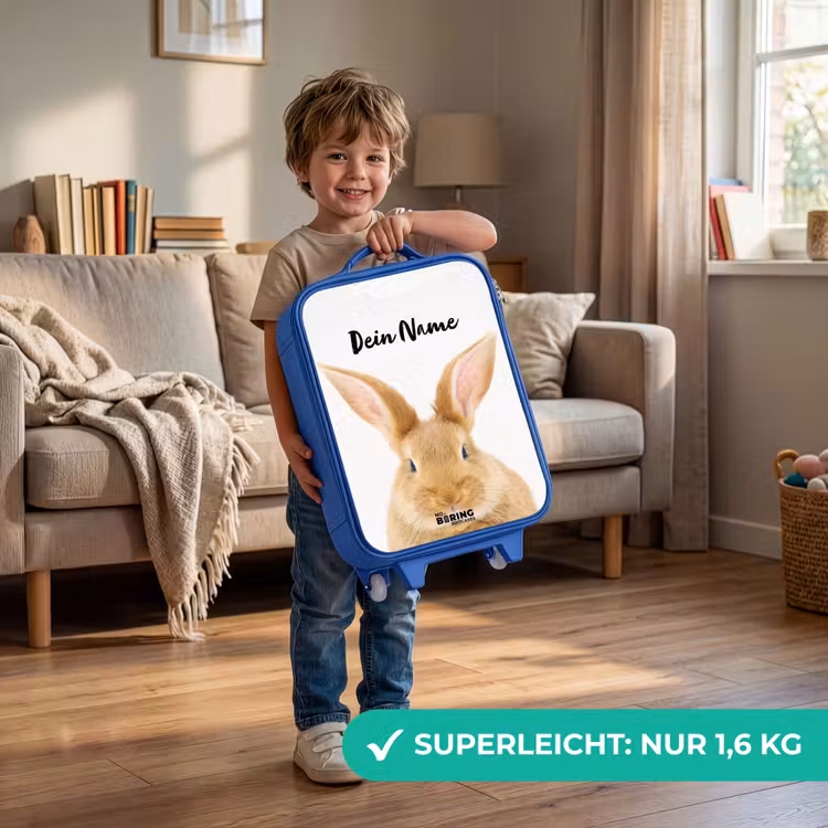 Kinderkoffer Blau mit Name - Schnupfen mit befriedigtem Kopf — 3
