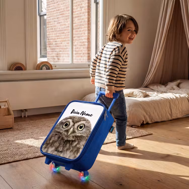 Kinderkoffer Blau mit Name - Ulke Eule — 2