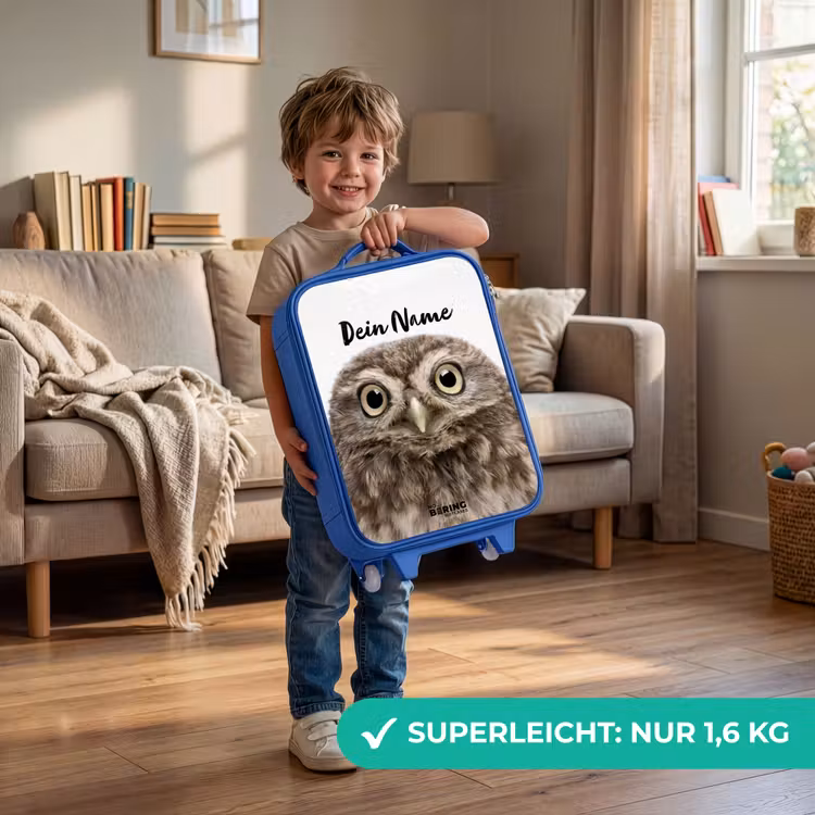 Kinderkoffer Blau mit Name - Ulke Eule — 3