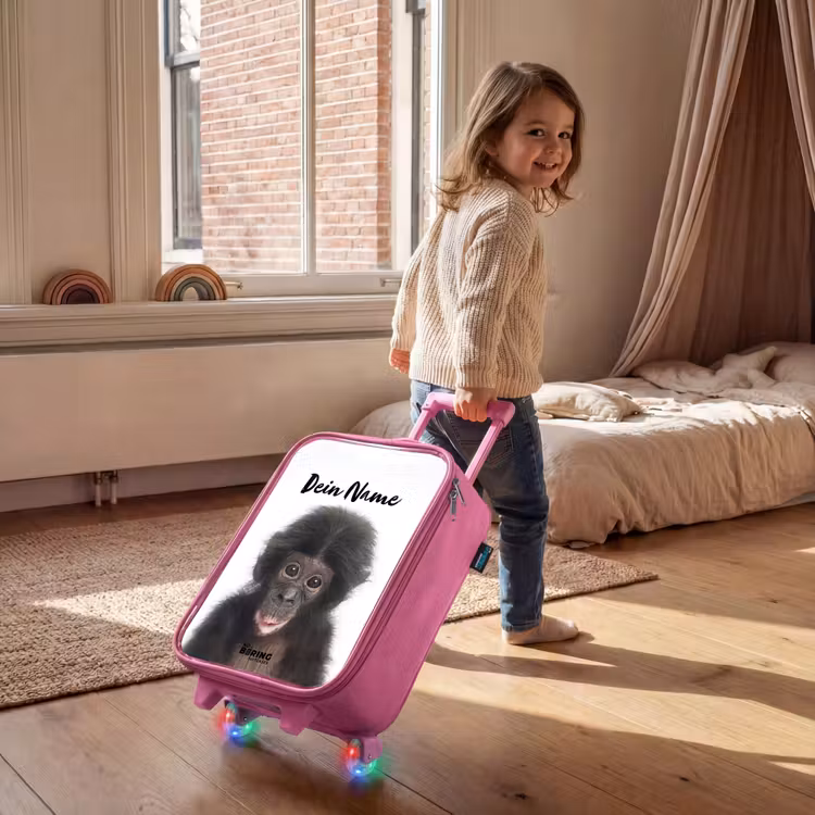 Kinderkoffer Rosa mit Name - Charlie Chimp — 2