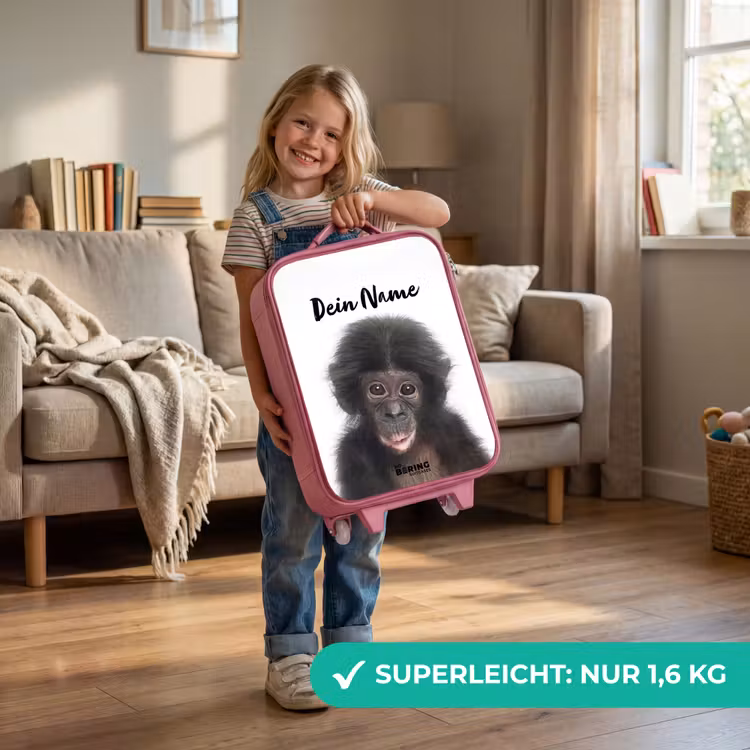 Kinderkoffer Rosa mit Name - Charlie Chimp — 3