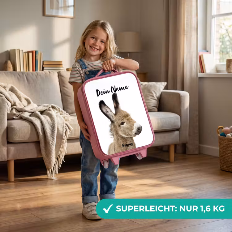 Kinderkoffer Rosa mit Name - Eddy Esel — 3