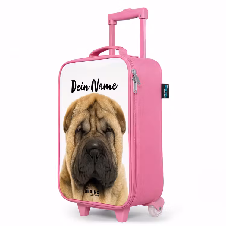 Kinderkoffer Rosa mit Name - Hund mit wütendem Kopf — 8