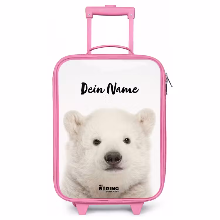 Kinderkoffer Rosa mit Name - Niedlicher Eisbär — 1