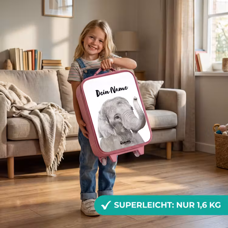 Kinderkoffer Rosa mit Name - Oscar Elefant — 3