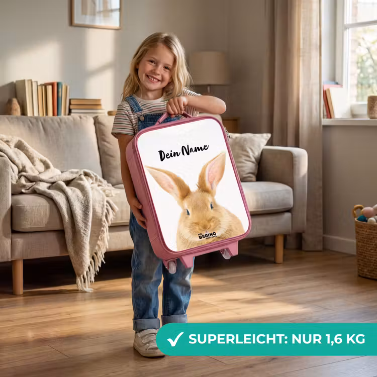 Kinderkoffer Rosa mit Name - Schnupfen mit befriedigtem Kopf — 3