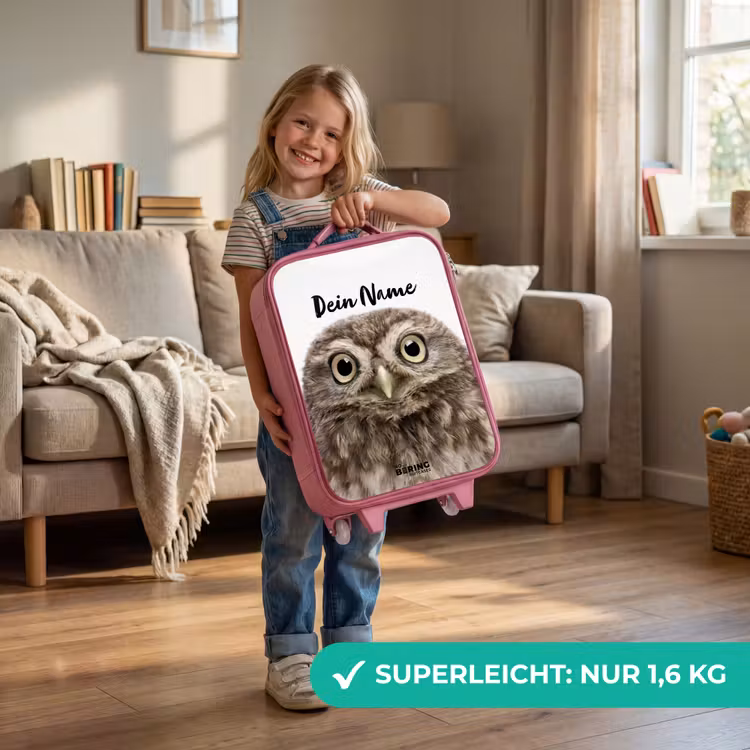 Kinderkoffer Rosa mit Name - Ulke Eule — 3