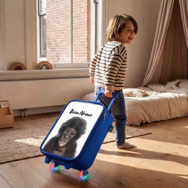 Kinderkoffer Blau mit Name - Charlie Chimp — 2