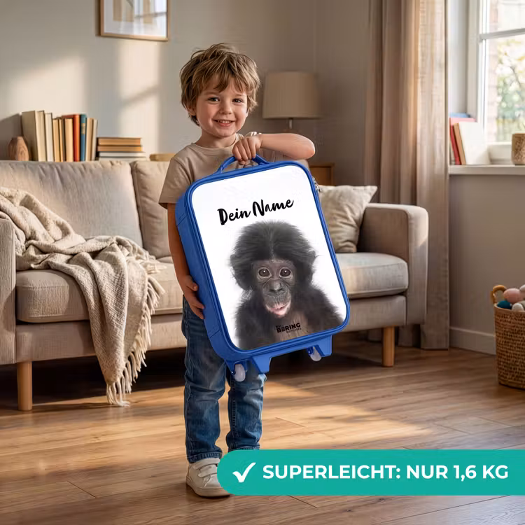 Kinderkoffer Blau mit Name - Charlie Chimp — 3