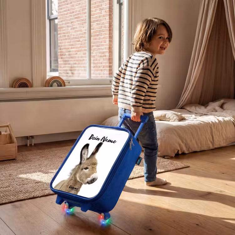 Kinderkoffer Blau mit Name - Eddy Esel — 2