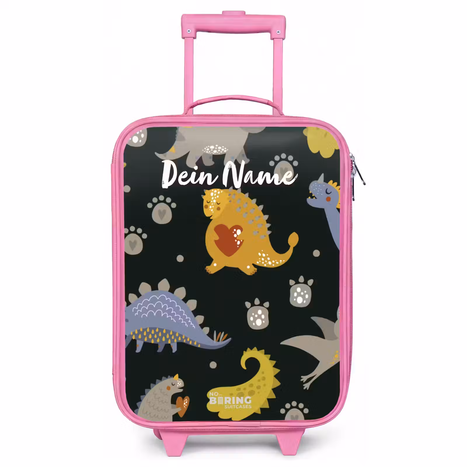 Kinderkoffer Rosa mit Name - Liebevoller Dinosaurier — 1