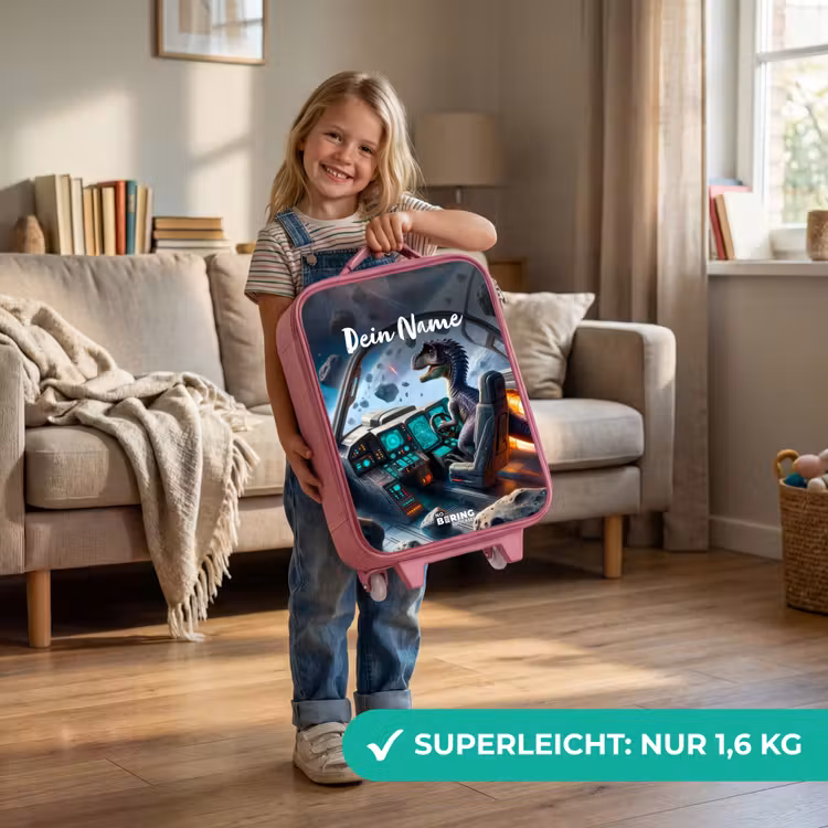 Kinderkoffer Rosa mit Name - Astrodino — 3