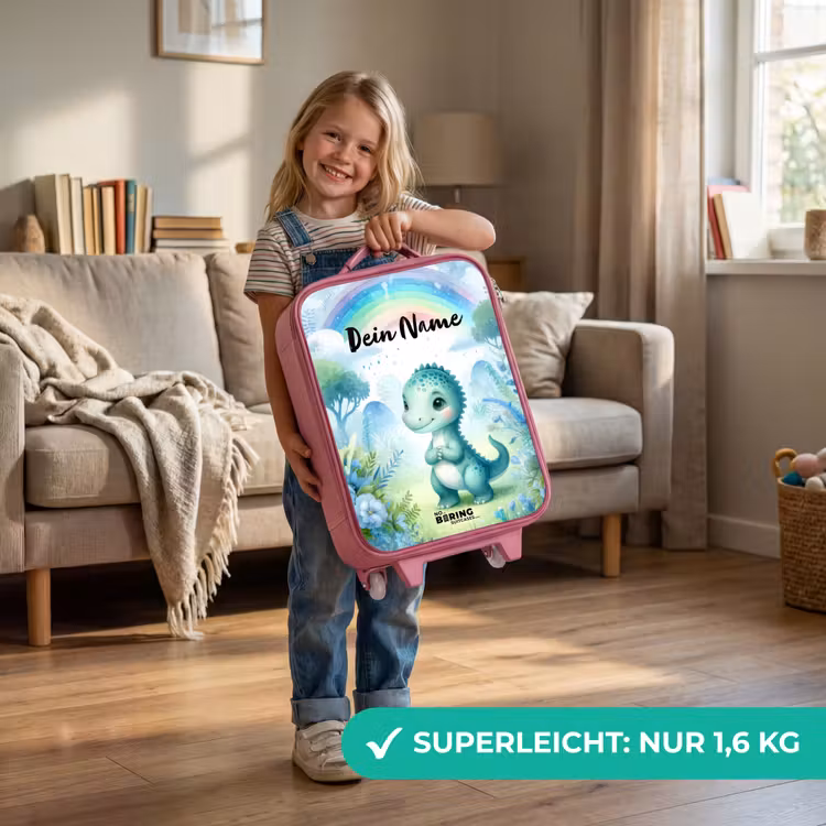 Kinderkoffer Rosa mit Name - Daantje Dino — 3