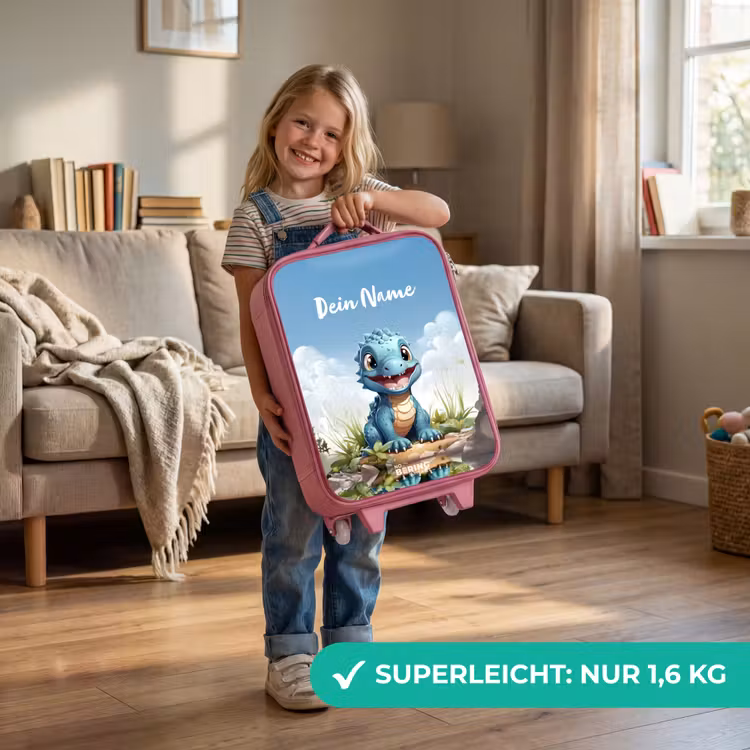 Kinderkoffer Rosa mit Name - Darius Dino — 3