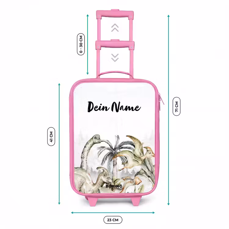 Kinderkoffer Rosa mit Name - Dino-Dschungel — 7