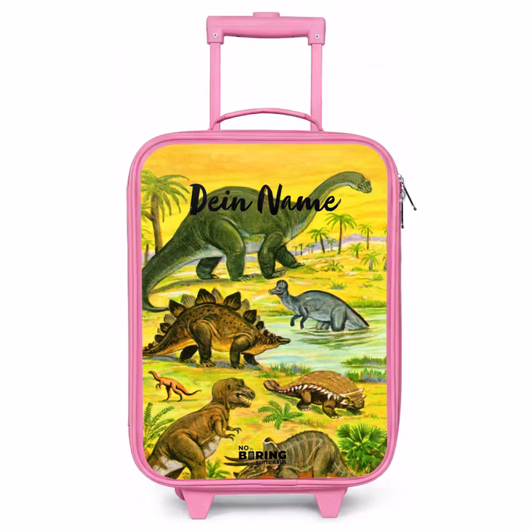 Kinderkoffer Rosa mit Name - Dinosaurier im Dinosaurierland — 1