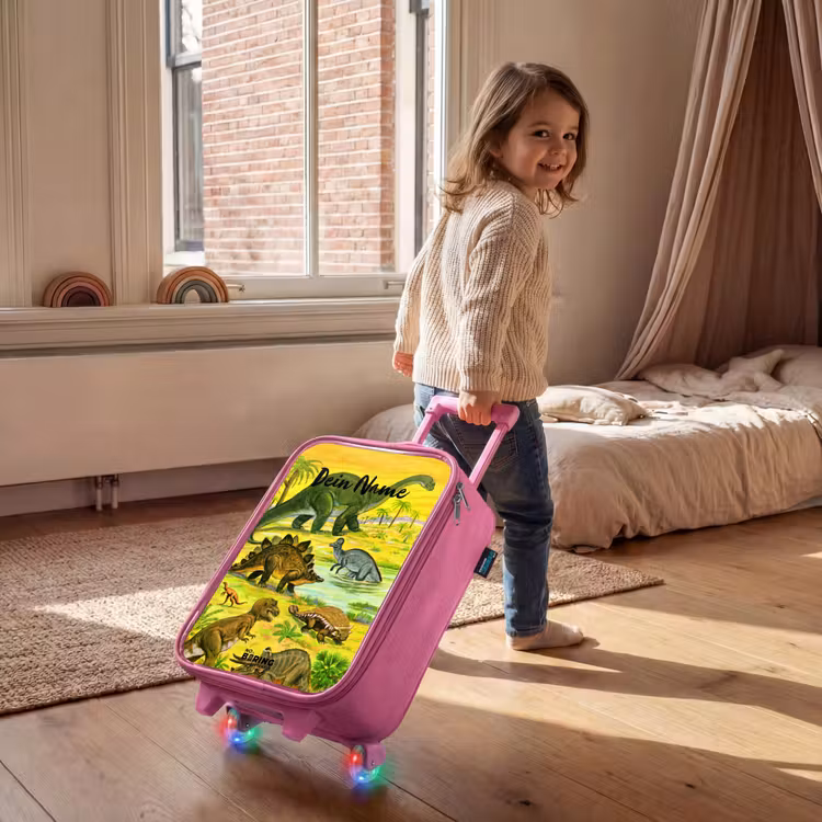 Kinderkoffer Rosa mit Name - Dinosaurier im Dinosaurierland — 2