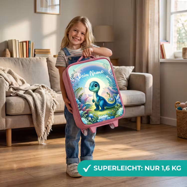 Kinderkoffer Rosa mit Name - Django Dino — 3
