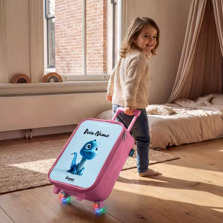 Kinderkoffer Rosa mit Name - Glücklicher Bronto — 2
