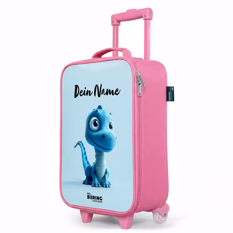 Kinderkoffer Rosa mit Name - Glücklicher Bronto — 8