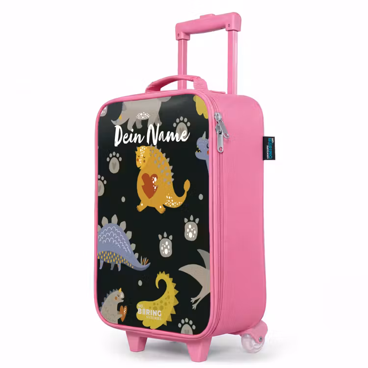 Kinderkoffer Rosa mit Name - Liebevoller Dinosaurier — 8