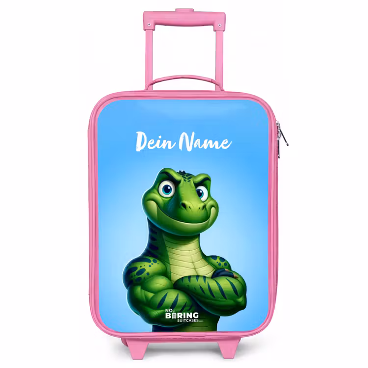 Kinderkoffer Rosa mit Name - Muskelsaurus — 1