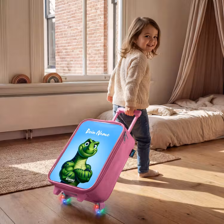 Kinderkoffer Rosa mit Name - Muskelsaurus — 2