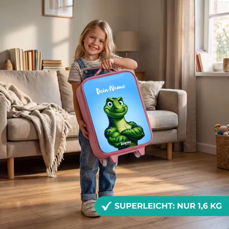 Kinderkoffer Rosa mit Name - Muskelsaurus — 3