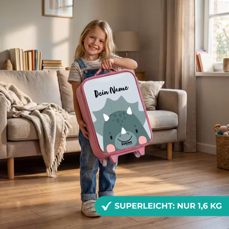Kinderkoffer Rosa mit Name - Tigo Triceratops — 3