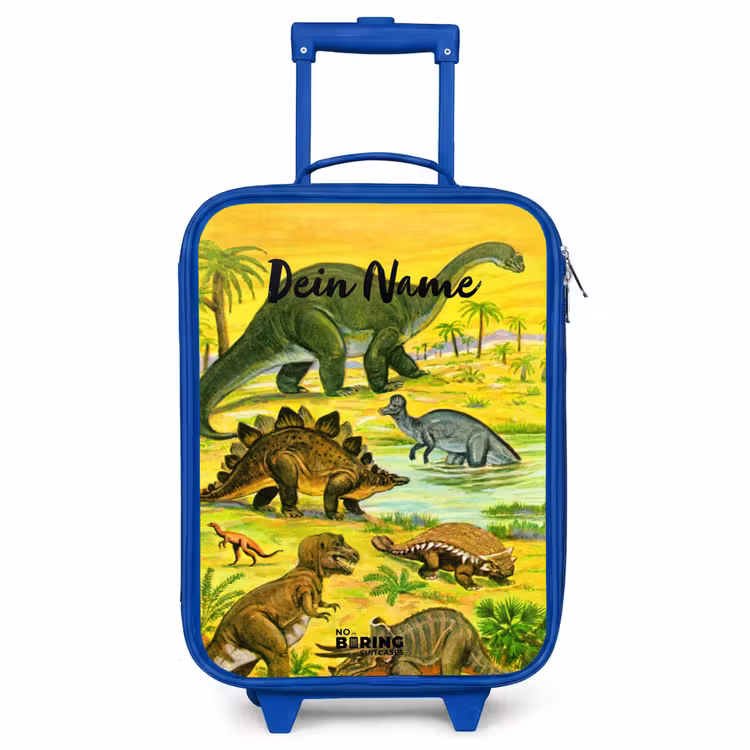 Kinderkoffer Blau mit Name - Dinosaurier im Dinosaurierland — 1
