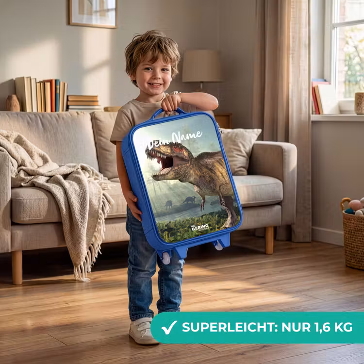 Kinderkoffer Blau mit Name - Thijs Tyrannosaurus — 3
