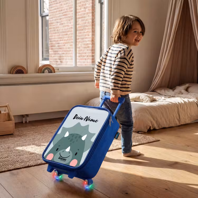 Kinderkoffer Blau mit Name - Tigo Triceratops — 2