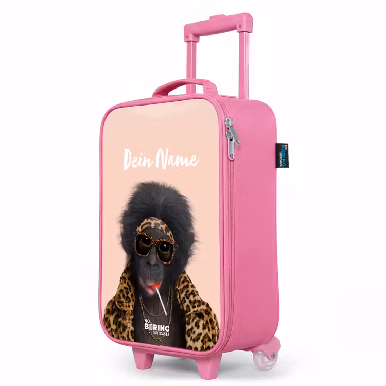 Kinderkoffer Rosa mit Name - Affe mit Loly — 8