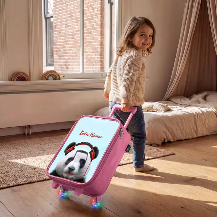 Kinderkoffer Rosa mit Name - Kees der Panda — 2
