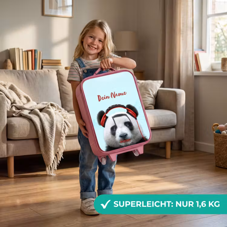 Kinderkoffer Rosa mit Name - Kees der Panda — 3