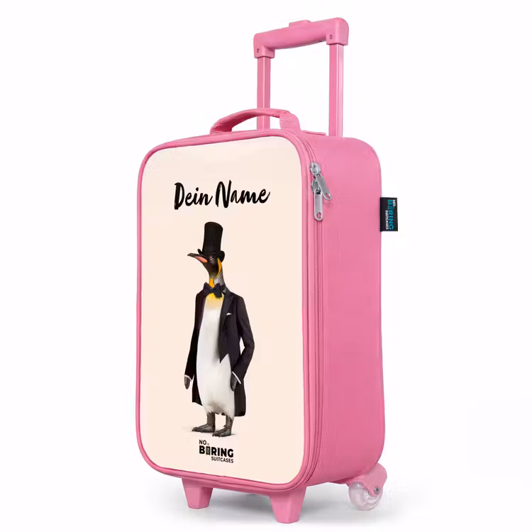 Kinderkoffer Rosa mit Name - Pinguin im Anzug — 8