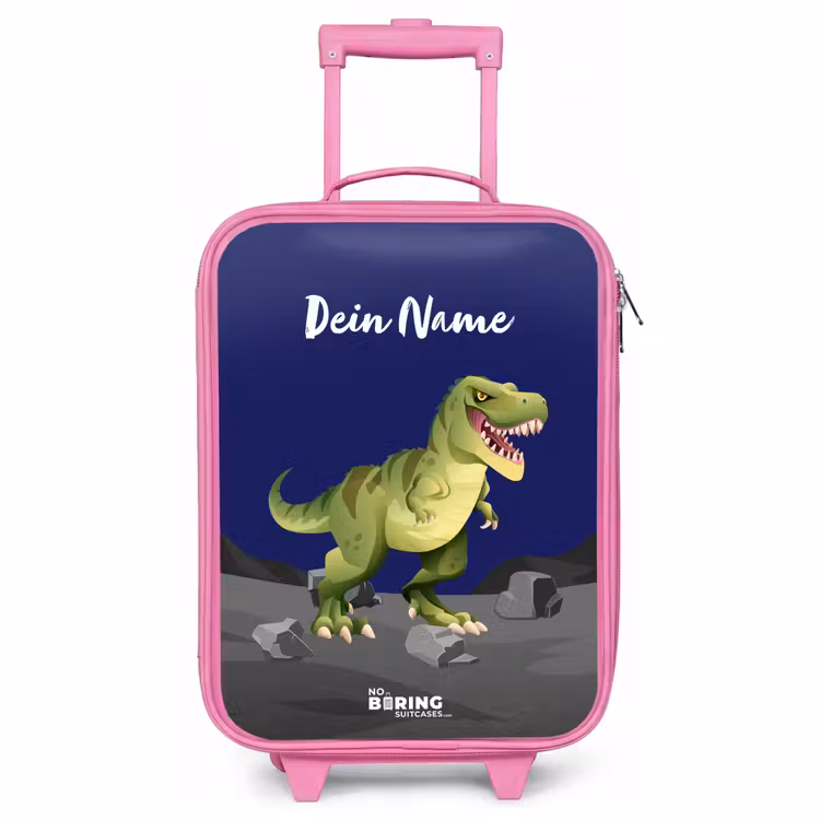 Kinderkoffer Rosa mit Name - Tjibbe T-Rex — 1