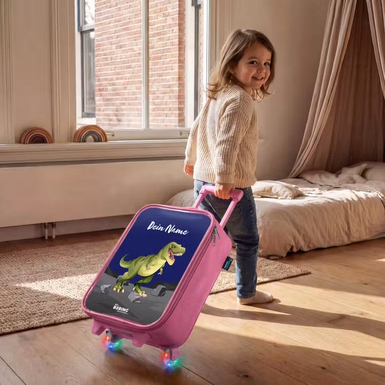 Kinderkoffer Rosa mit Name - Tjibbe T-Rex — 2