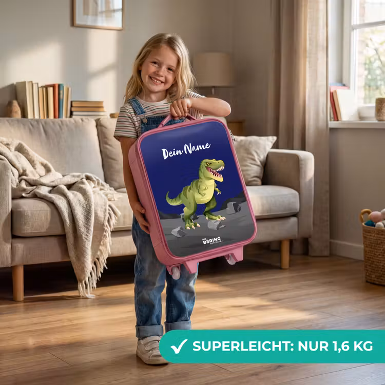 Kinderkoffer Rosa mit Name - Tjibbe T-Rex — 3