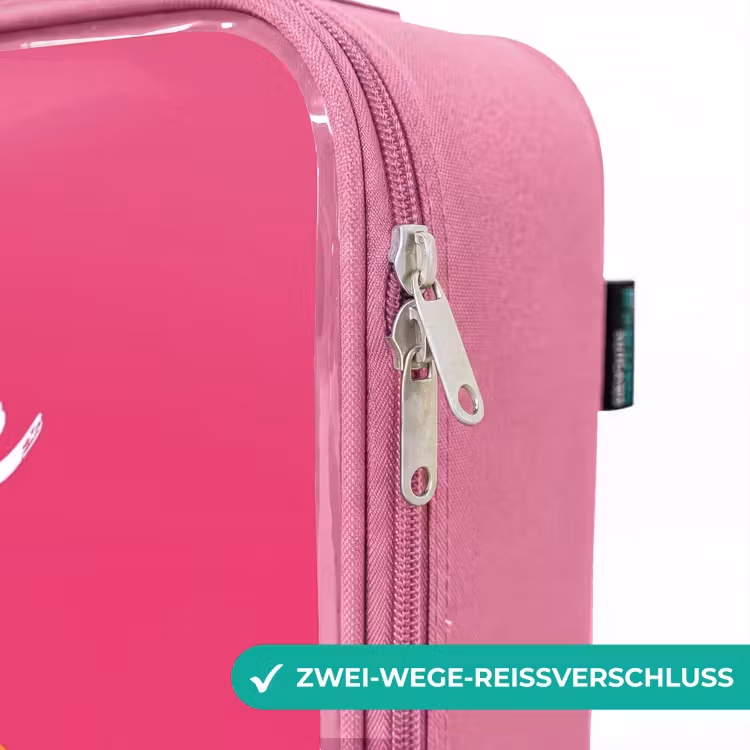 Kinderkoffer Rosa mit Name - Panda mit Kopfhörer, Sonnenbrille und Goldkette — 5