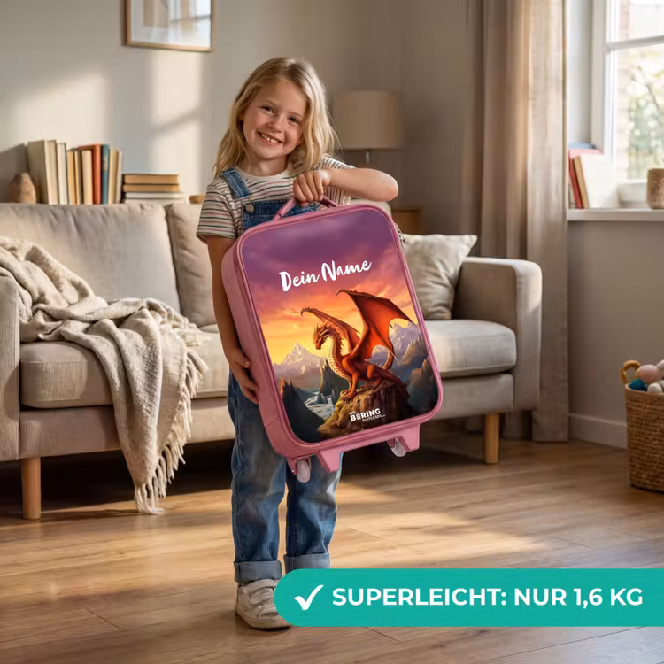 Kinderkoffer Rosa mit Name - Roter Riesendrache — 3