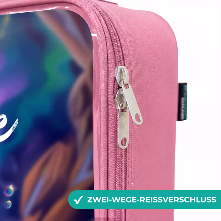 Kinderkoffer Rosa mit Name - Verschnörkelter Saphir-Drache — 5