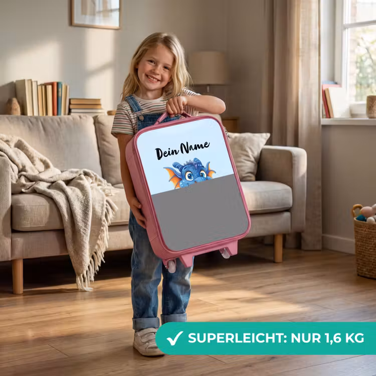 Kinderkoffer Rosa mit Name - Zwergdrache — 3